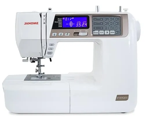 Janome 4120QDC Computerized Sewing Machine (New 2020 Tan Color) w/Hard Case + Extension Table + Instructional DVD + 1/4