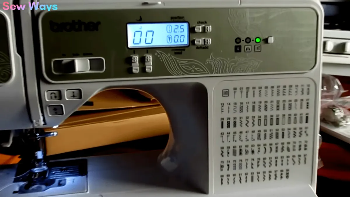 LCD screen displaying various stitch patterns on the Brother SQ9185
