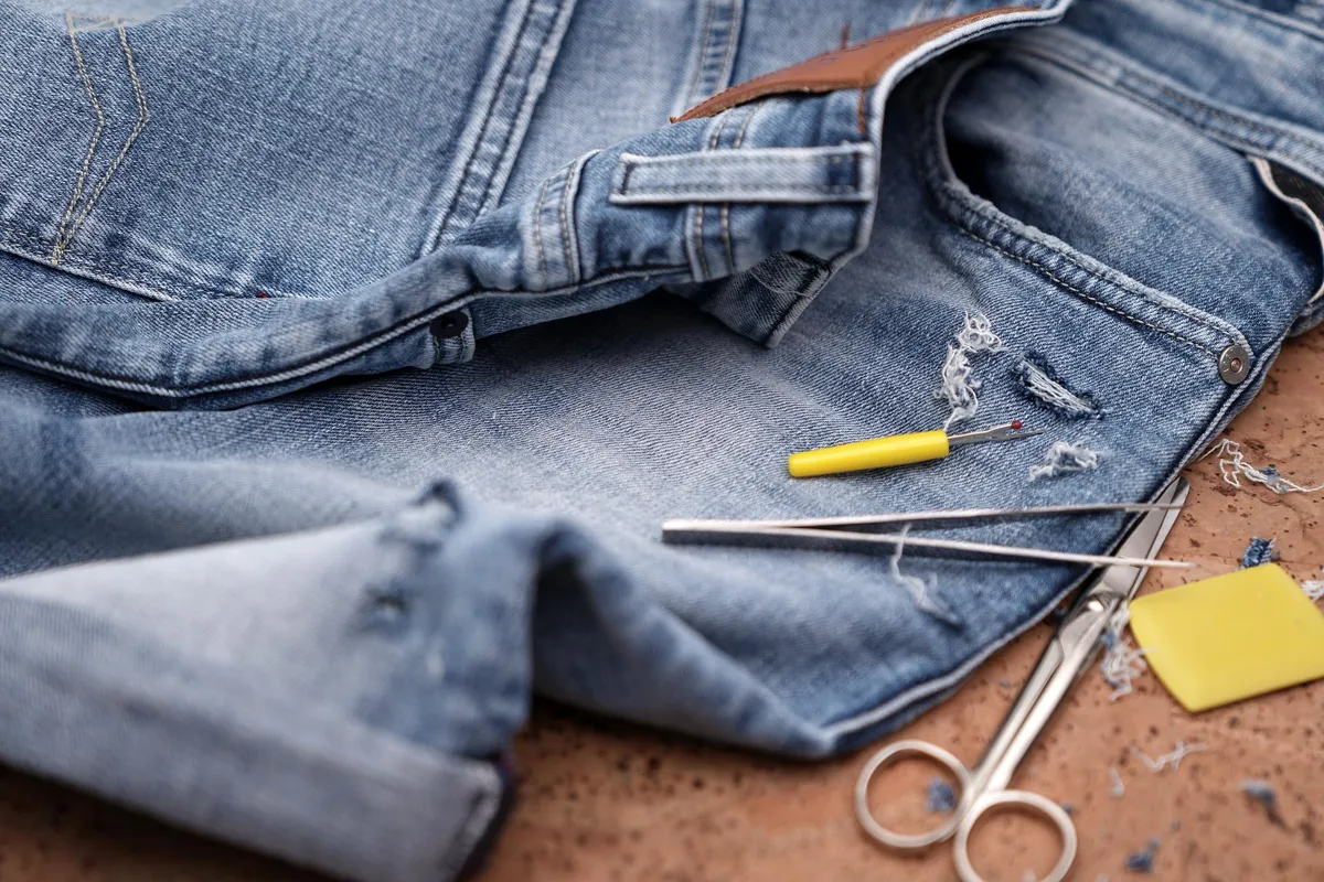 Jeans needing repair